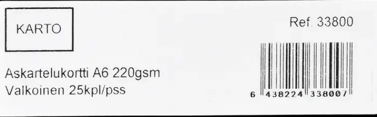 Karto Askartelutarvikkeet-Askartelukortti A6 220 Gsm Valkoinen 25 Kpl/Pss