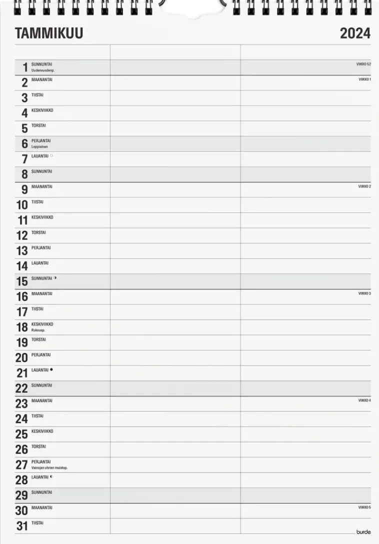 Sale Seinakalenteri 2024 Black And White 2 Saraketta Kalenterit