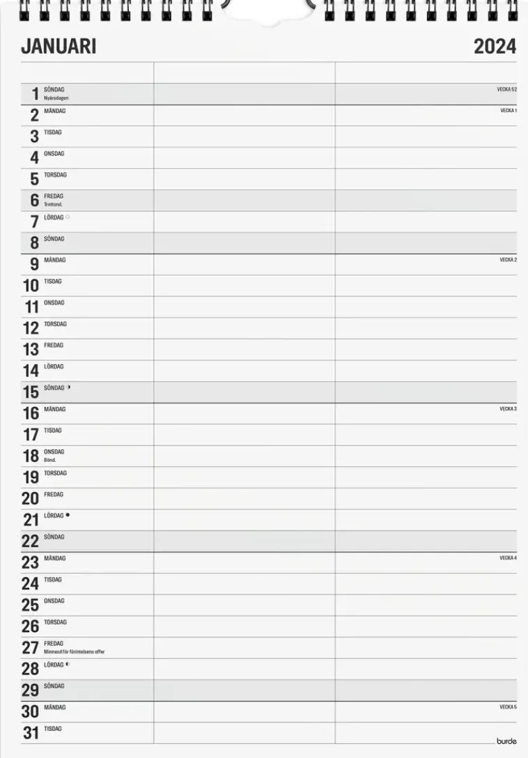 Sale Seinakalenteri 2024 Black And White 2 Saraketta Kalenterit