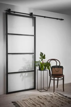 Habo Säilytyskalusteet-Ovi Square 1000X2133X28 Musta /Lasi