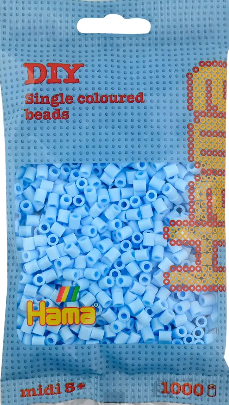 Hama Askartelutarvikkeet-Midi Silityshelmet Pussissa, 1000 Kpl, Pastelli Jaansininen