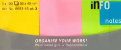 Discount Info Notes Viestilappu 40X50Mm 3X100 Kpl Neon Toimistotarvikkeet