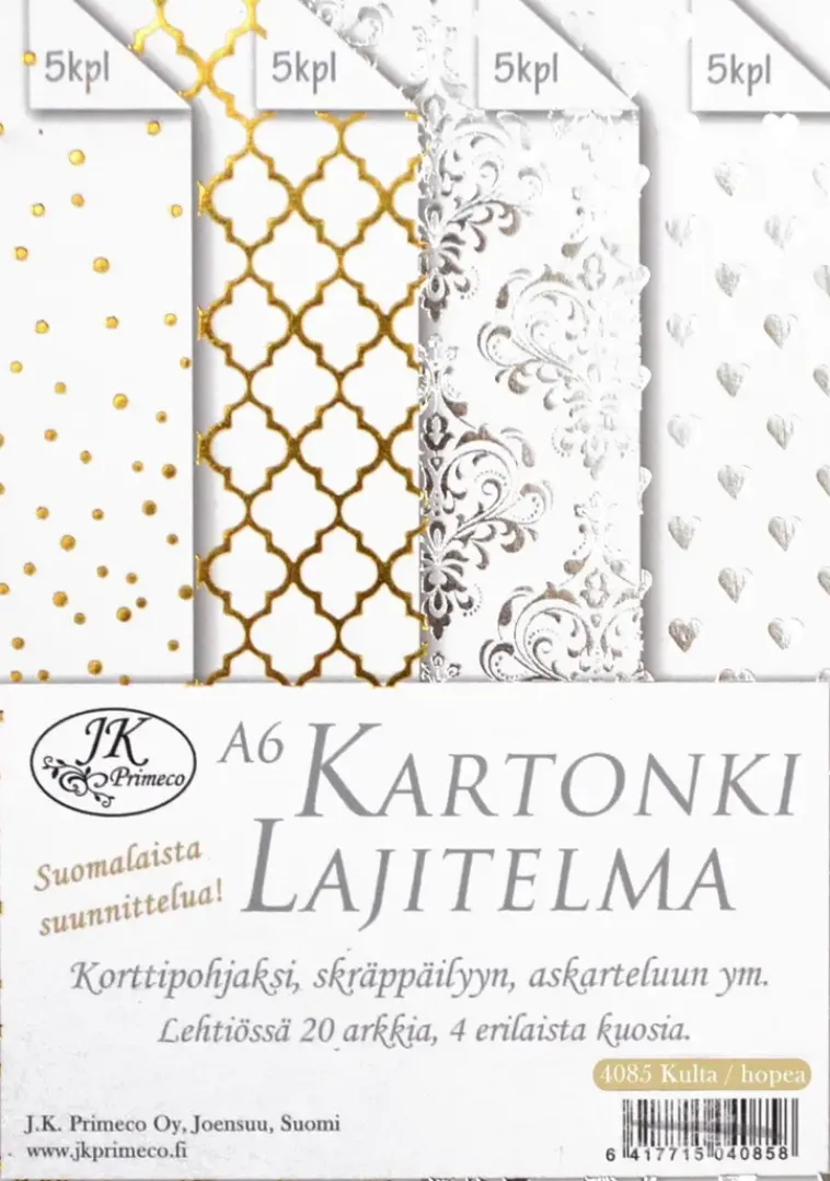 J.K. Primeco Askartelutarvikkeet-A6 Kartonkilajitelma Kulta-/Hopeafolio 20Ark