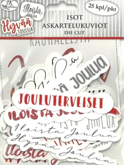 J.K. Primeco Askartelutarvikkeet-Askartelukuvio Iso Joulutekstit Punaharmaa