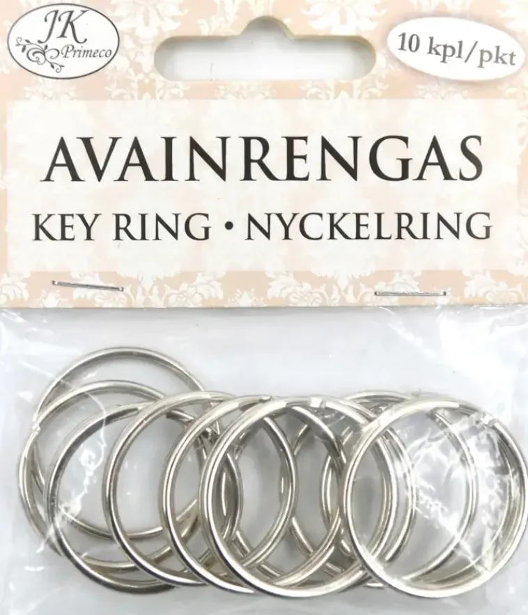 J.K. Primeco Askartelutarvikkeet-Avainrengas Hopea 10Kpl