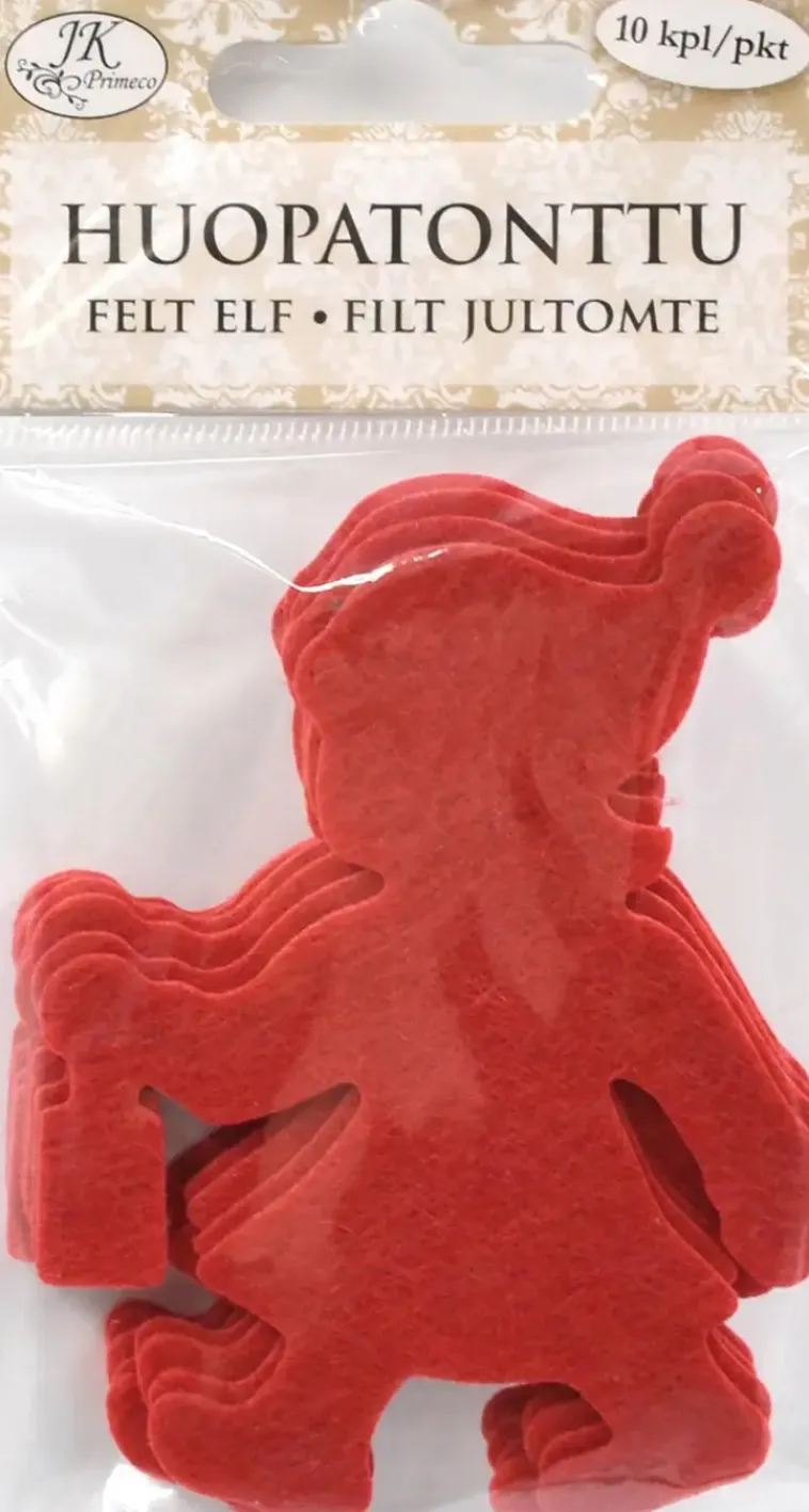 J.K. Primeco Askartelutarvikkeet-Huopatonttu Punainen 10 Kpl