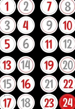 J.K. Primeco Askartelutarvikkeet-Joulukalenteritarra Numerot Punaharmaa 4 Ark