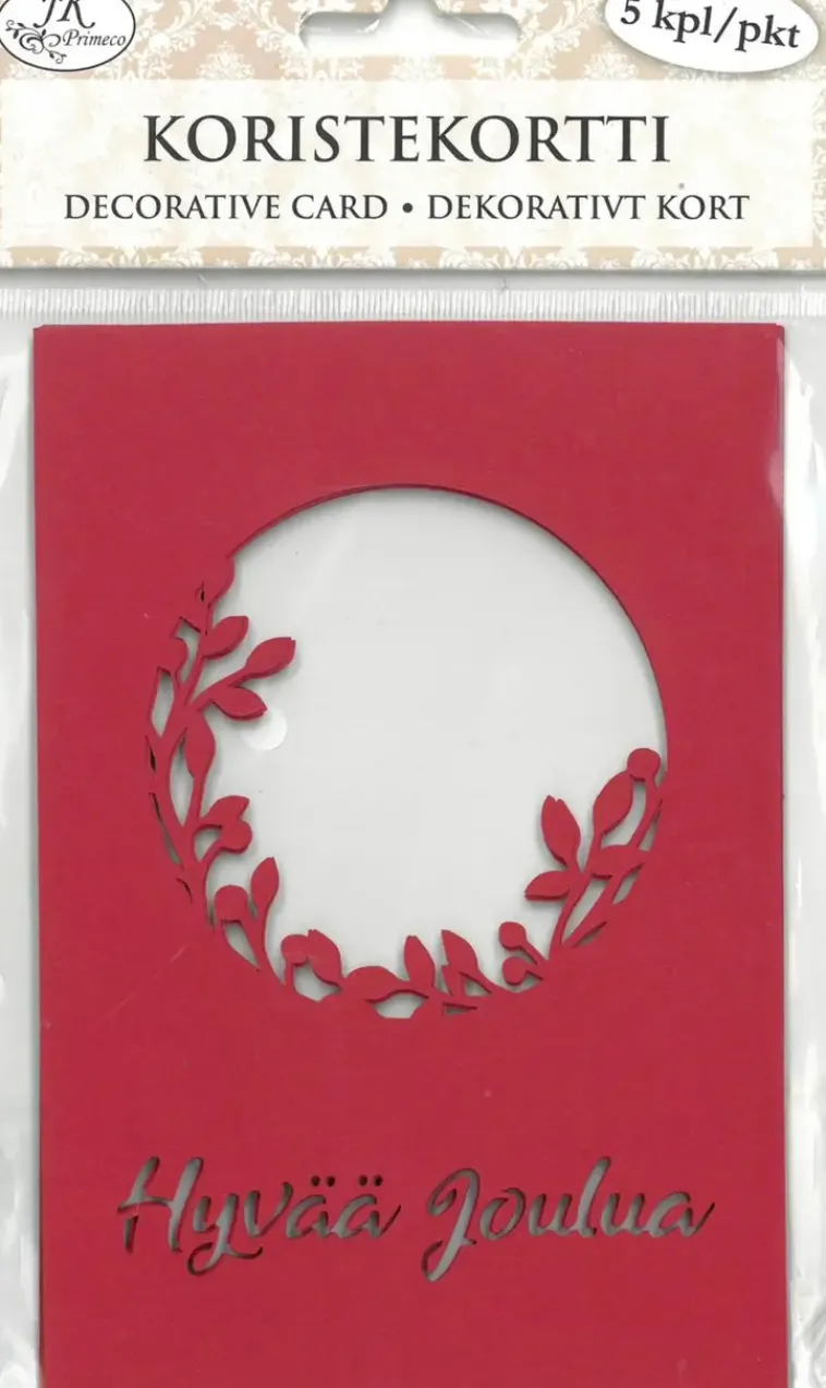 J.K. Primeco Askartelutarvikkeet-Koristekortti Koynnos Ja Teksti Punainen 5 Kpl