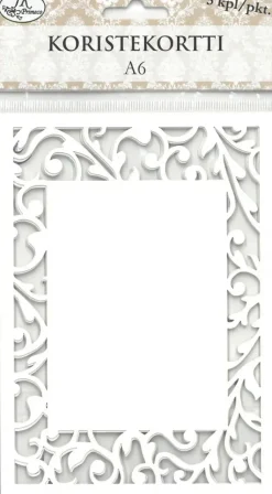 J.K. Primeco Askartelutarvikkeet-Koristekortti A6 Amanda Valkoinen 5Kpl/Pkt