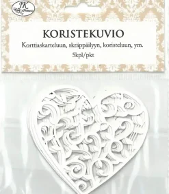 Clearance Koristekuvio Sydan Valkoinen 5Kpl/Pkt Askartelutarvikkeet