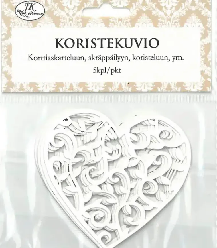 Clearance Koristekuvio Sydan Valkoinen 5Kpl/Pkt Askartelutarvikkeet