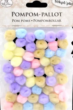 J.K. Primeco Askartelutarvikkeet-Pompom-Pallot Pastelli 50Kpl