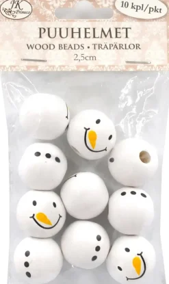 J.K. Primeco Askartelutarvikkeet-Puuhelmet 2,5 Cm Lumiukko 10 Kpl