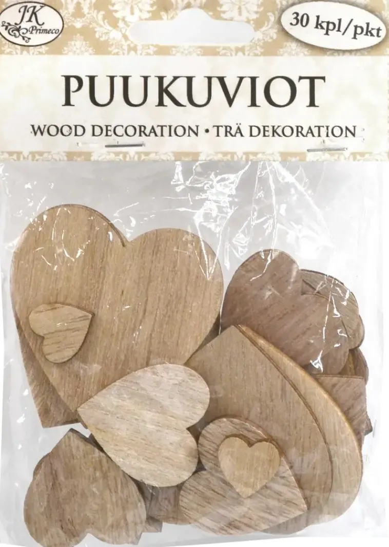 J.K. Primeco Askartelutarvikkeet-Puukuvio Sydanlajitelma 30 Kpl