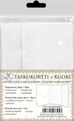 J.K. Primeco Askartelutarvikkeet-Taskukortti+Kuori Valkoinen 5Kpl+5Kpl