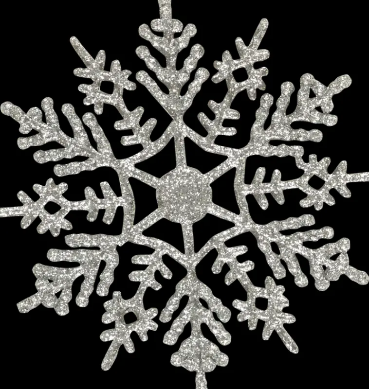 Outlet Koriste Lumihiutale Glitter Hopea 6Kpl M Sesonkijuhlatarvikkeet