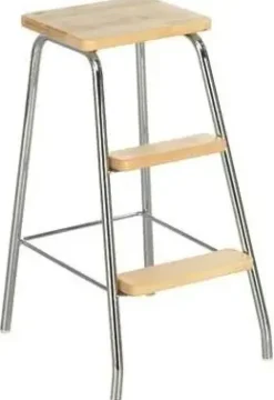 Lanka ja Muovi Eteiskalusteet-Porrasjakkara Lm 183 Kromi/Koivu