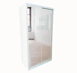 Finndeco Eteiskalusteet-Liukuovikomero 2 Liukupeiliovella, Vari Valkoinen, Mitat S600 X L1200 X K2218Mm