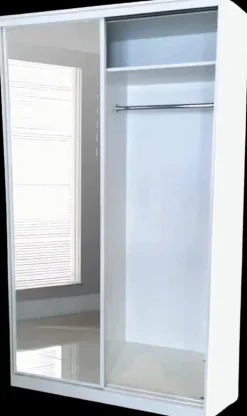 Finndeco Eteiskalusteet-Liukuovikomero 2 Liukupeiliovella, Vari Valkoinen, Mitat S600 X L1200 X K2218Mm