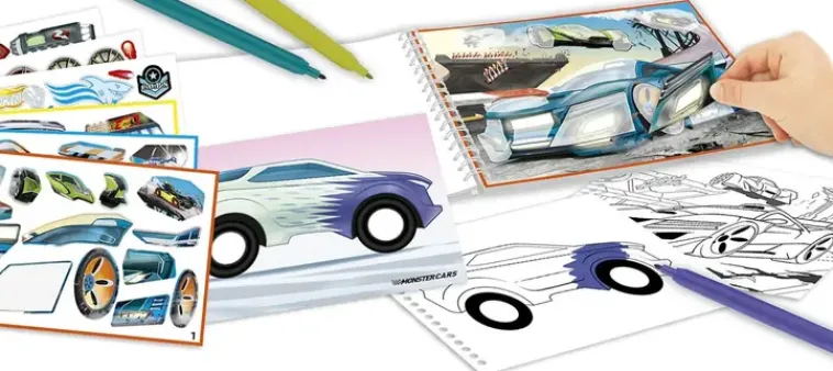 Monster Cars Askartelutarvikkeet-Taskuvarityskirja