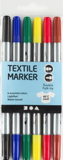 Nellen Askartelutarvikkeet-Tekstiilitussit Varilajitelma 6Kpl