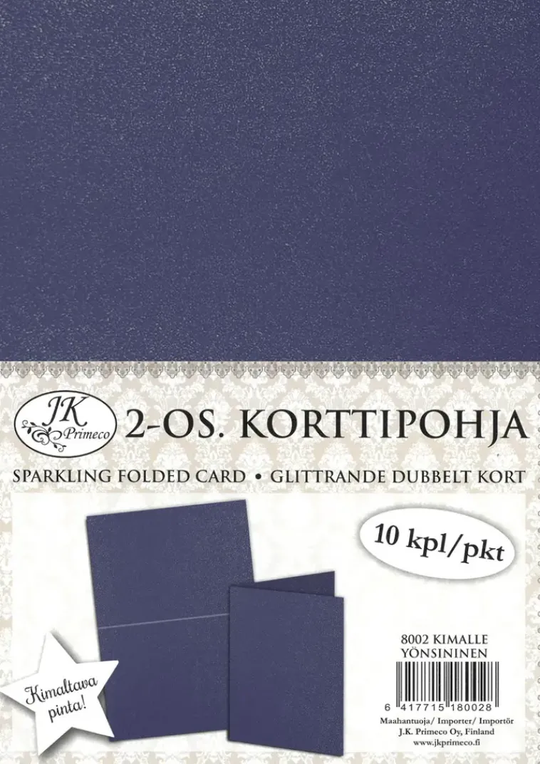 J.K. Primeco Askartelutarvikkeet-2-Os. Korttipohja Kimalle Yonsininen 10Kpl