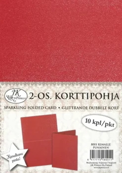J.K. Primeco Askartelutarvikkeet-2-Os.Korttipohja Kimalle Punainen 10Kpl