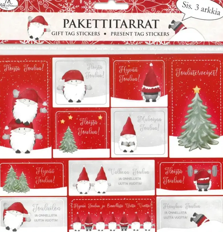 Clearance Pakettitarra Hauskat Tontut 3Ark/Pkt Askartelutarvikkeet