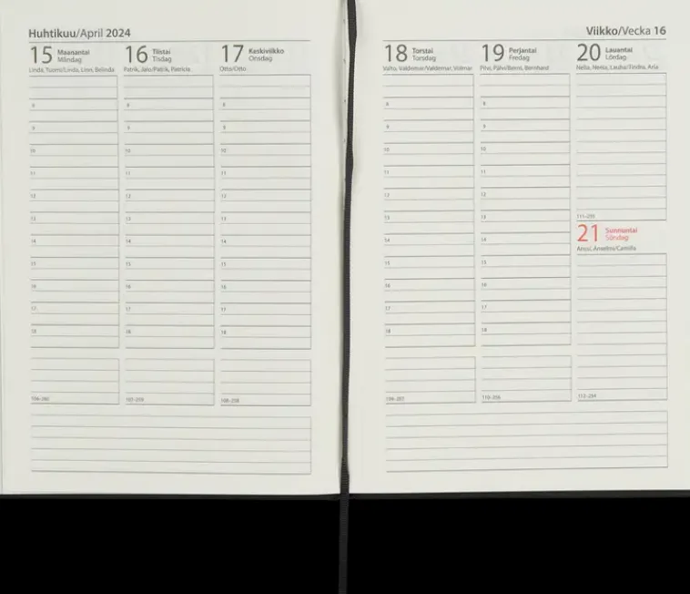 Hot Poytakalenteri A5 Kangas, Musta Kalenterit