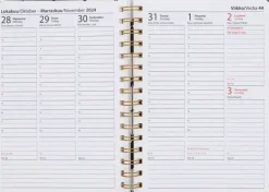 Poytakalenteri A5 Kierresidottu, Musta-Valkoinen Kalenterit