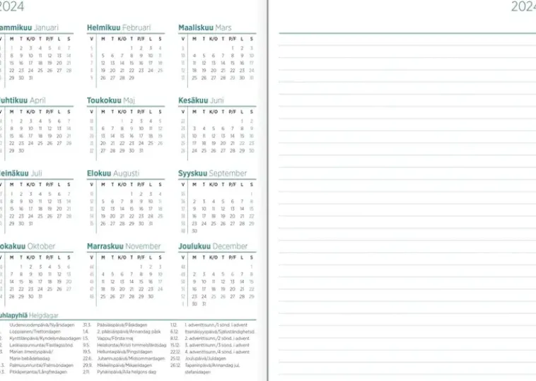 Outlet Poytakalenteri Color A5, Vihrea Kalenterit