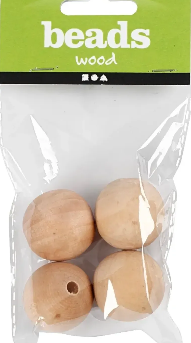 Ei merkkiä Askartelutarvikkeet-Puuhelmi 30Mm, Kasittelematon, 4Kpl