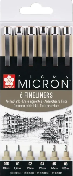 Best Micron Musta Kuitukynasarja 6Kpl Toimistotarvikkeet