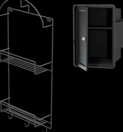 Lanka ja Muovi Säilytyskalusteet-Siivouskomerosarja Lm 871: Lukittava Kemikaalikaappi + Siivousvalineteline 2 Hyllylla