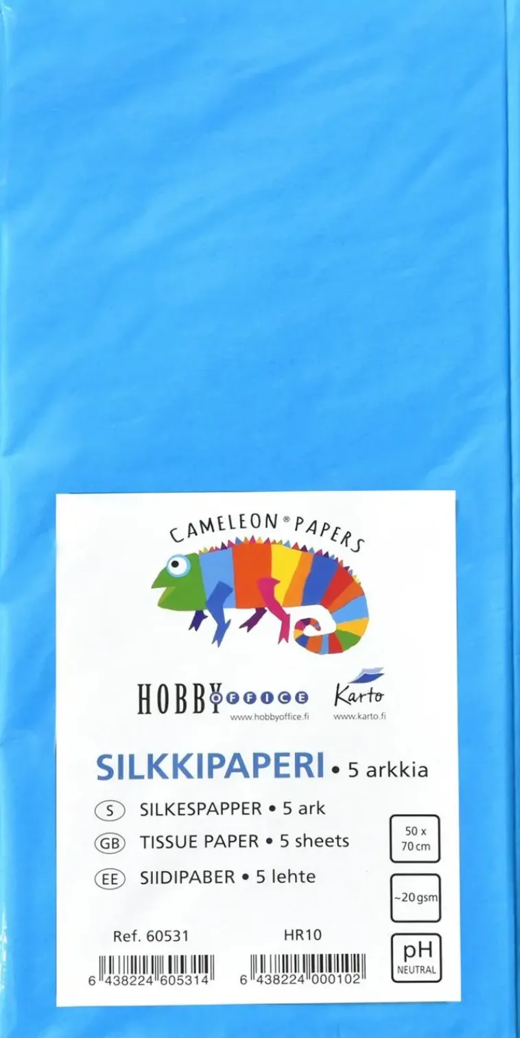Discount Silkkipaperi 50X70 Cm Kirkkaan Sininen 5 Ark Askartelutarvikkeet