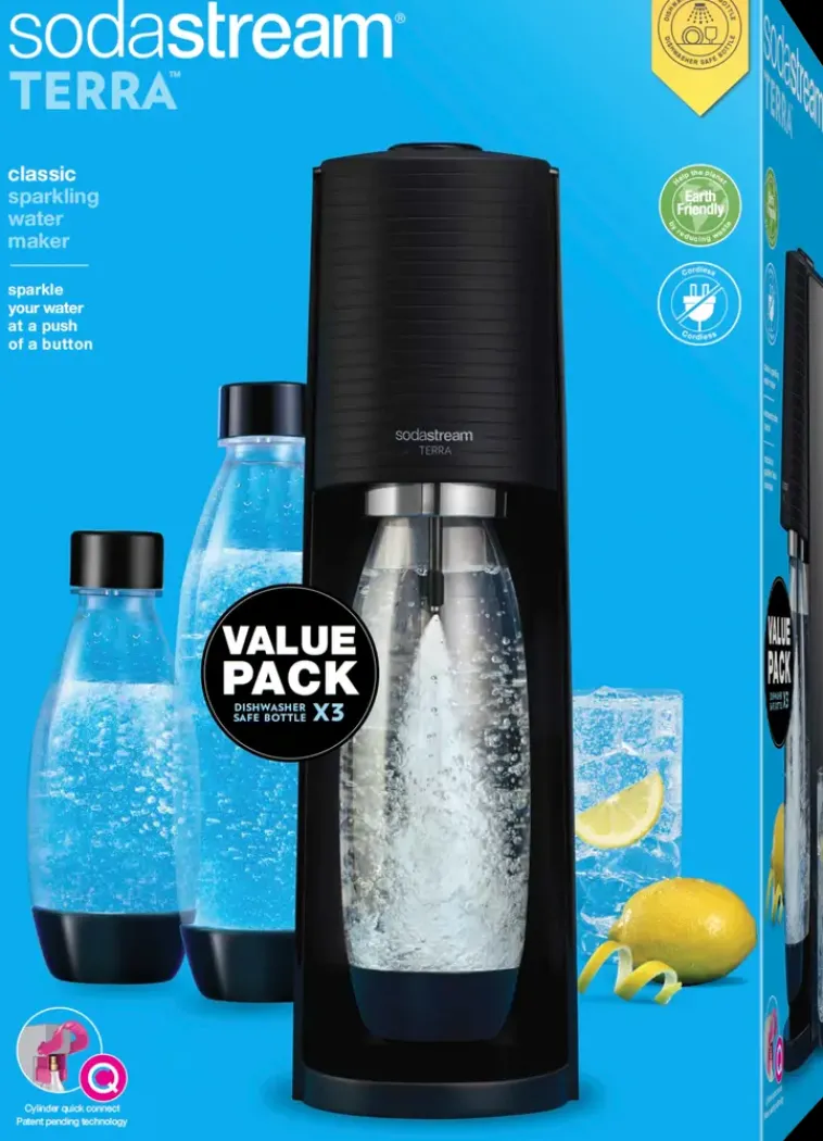 SodaStream Vesi Ja Juomat-Terra Hiilihapotuslaite, Musta Value Pack