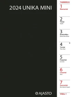 Clearance Taskukalenteri Unika Mini, Musta Kalenterit