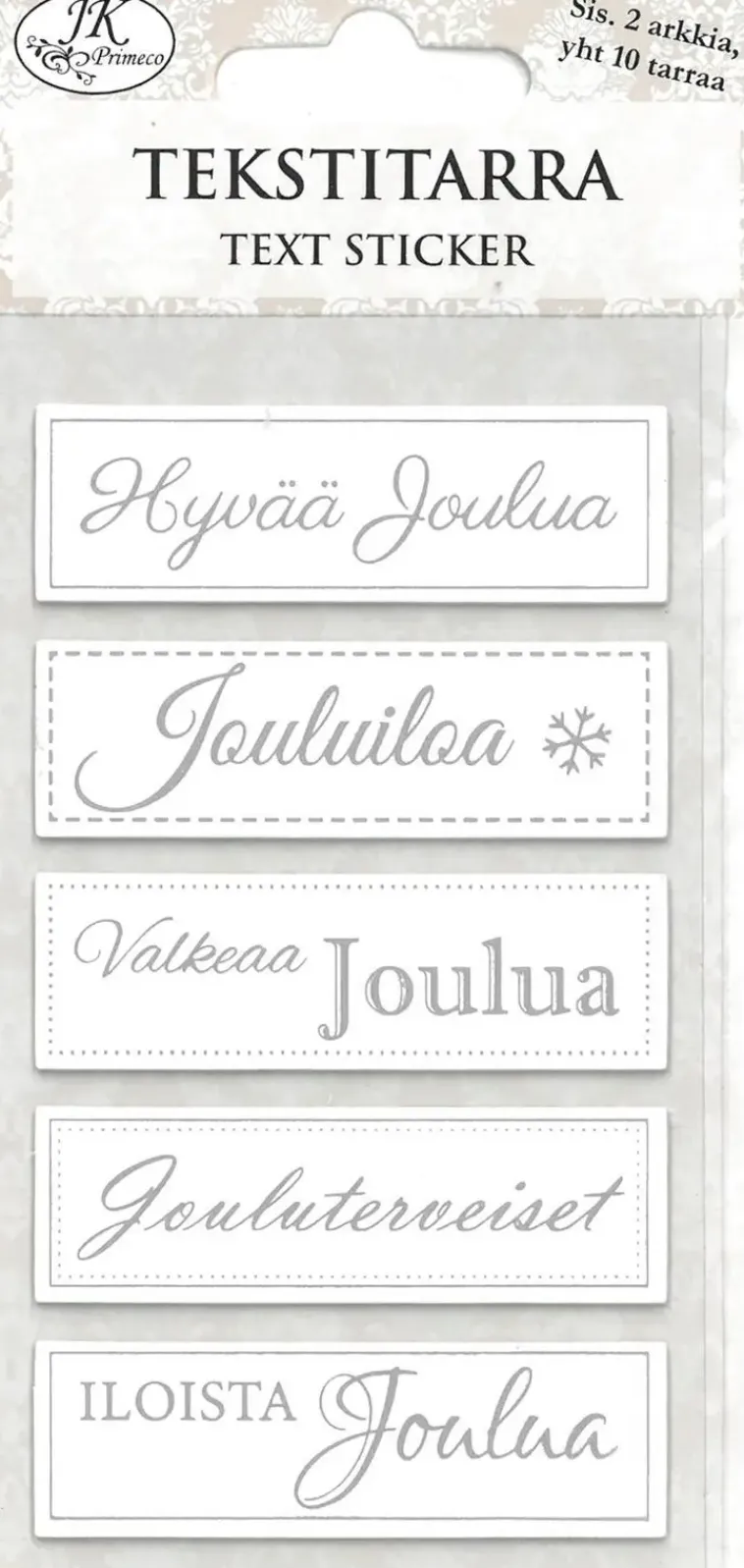Online Tekstitarralajitelma Joulu Hopeafolio 2 Ark/Pkt Askartelutarvikkeet