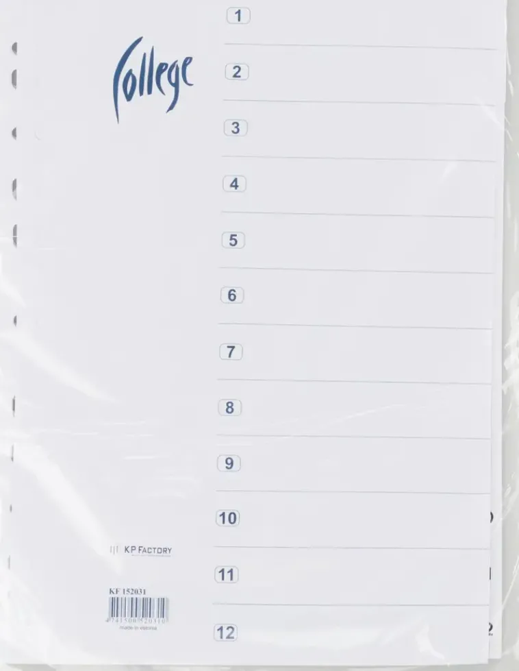 Discount Valilehti A4 1-12 Valkoinen Paperitarvikkeet